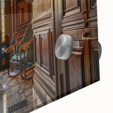 Large abstract wall art featuring mid-century modernist design in vibrant colors on acrylic glass.