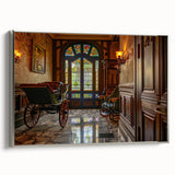 Framed canvas featuring a vintage poster of colorful service vehicles, ideal for a child's room or play area.