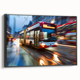 Framed canvas featuring a black and white vintage poster of assorted service vehicles, ideal for bedroom wall decor.