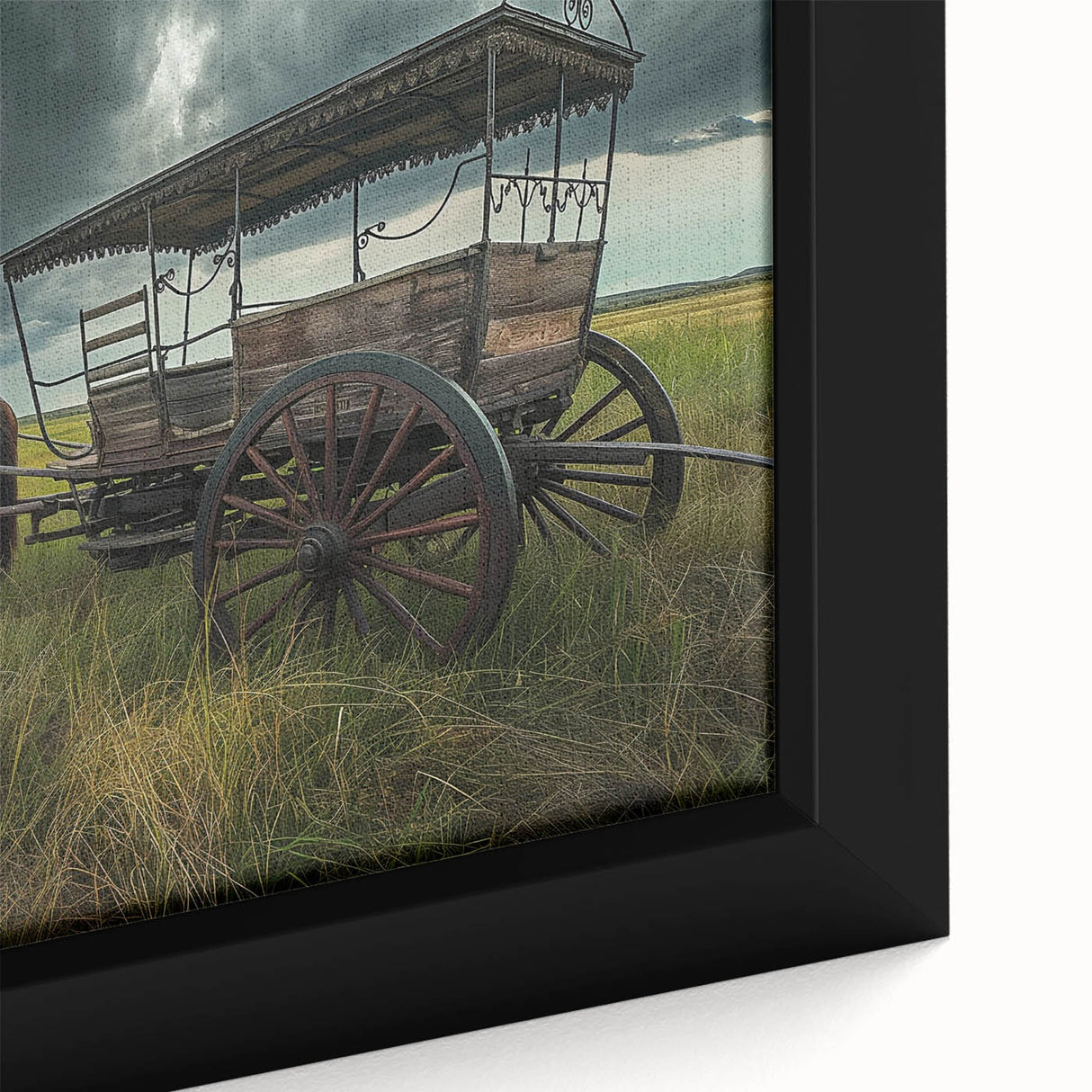 Extra large black wall art featuring colorful, textured depictions of service vehicles on a framed canvas.