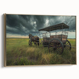 Framed canvas featuring a vintage poster of classic cars in black and gold, ideal for bedroom wall art.