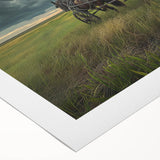 Art deco poster of vintage cars in muted sepia tones, rolled canvas, suitable for dining room or bathroom decor.