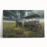 Black and white stretched canvas featuring a collection of vintage service vehicles, ideal for kitchen wall art.