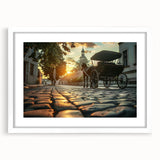 Abstract art print of assorted service vehicles in muted gray and blue tones, acrylic print, ideal for dining room decor.