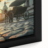 Extra large black wall art featuring colorful, textured depictions of various service vehicles on a framed canvas.