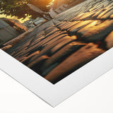 Art Deco poster of vintage transportation vehicles in muted earth tones on rolled canvas, suitable for dining room decor.