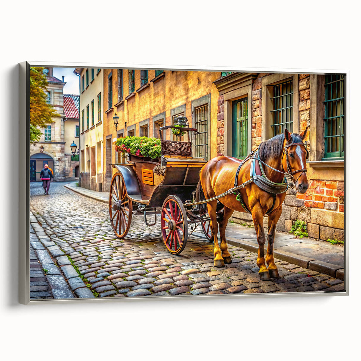 Framed canvas of colorful vintage cars in a row against a black background, ideal for a retro-themed room.