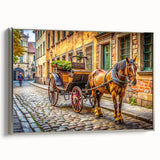 Framed canvas of colorful vintage cars in a row against a black background, ideal for a retro-themed room.