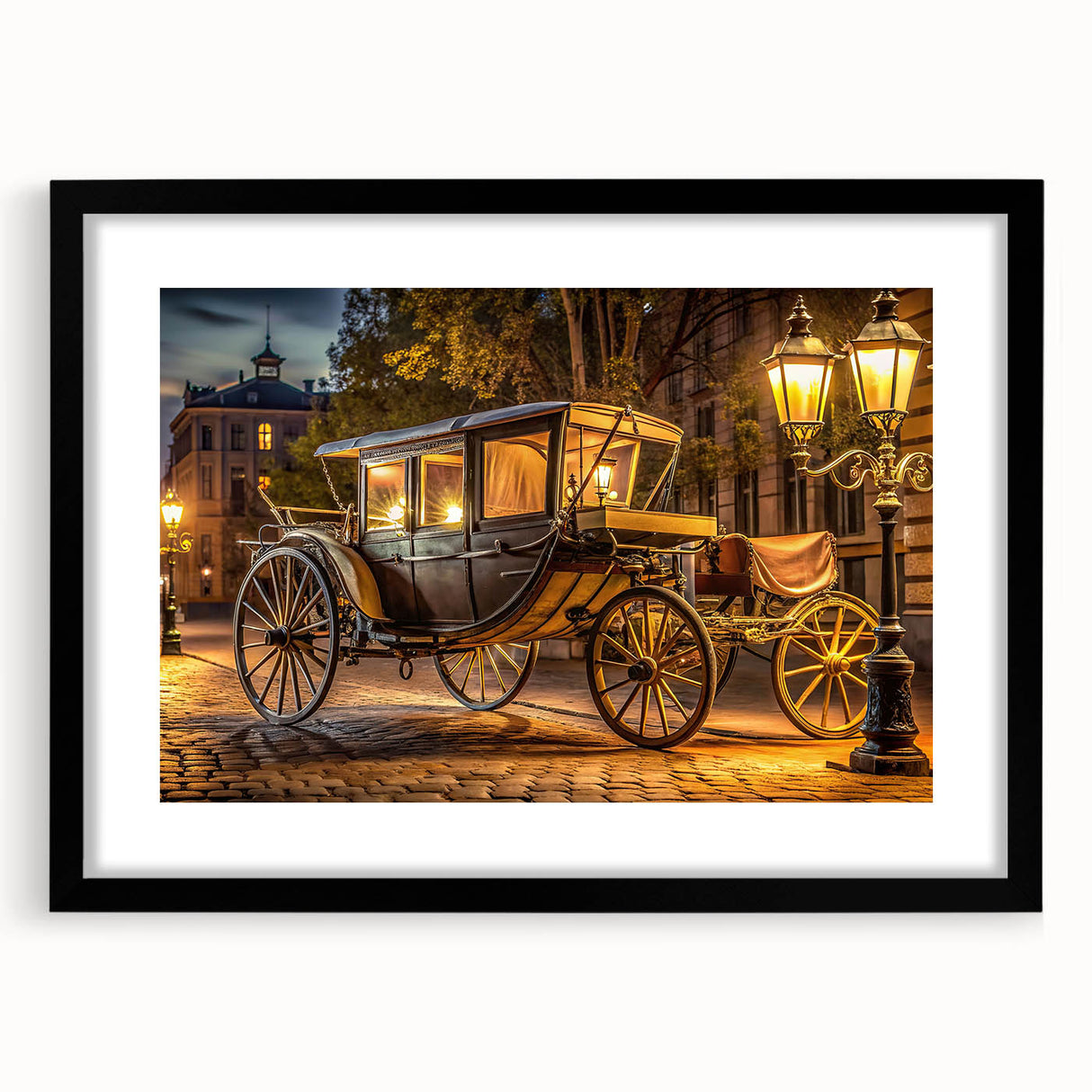 Extra large, colorful abstract art print of service vehicles, textured finish on framed canvas.