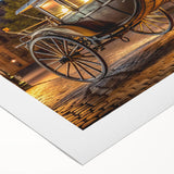 Art deco poster featuring a collection of vintage service vehicles in muted earth tones on rolled canvas.