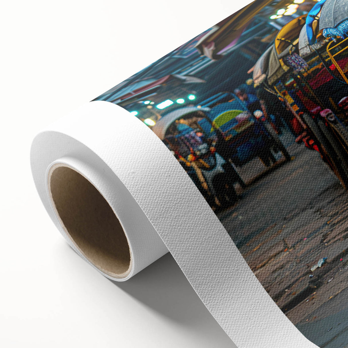 Art deco style poster featuring colorful vintage cars on rolled canvas, ideal for nursery wall art.