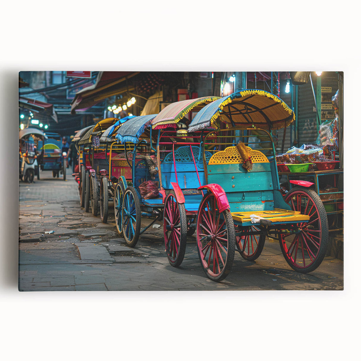 Black and white photo of vintage cars on a large stretched canvas, suitable for kitchen wall art.