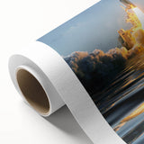 Art deco poster of a vintage spacecraft, in muted silver and blue tones on rolled canvas, ideal for nursery wall art.