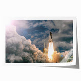 Extra large rolled print of a spacecraft design in muted gray tones, suitable for art wall dining room.