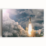 Black and white stretched canvas of a spacecraft, ideal for kitchen art with a modern touch.