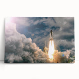 Black and white print of a spacecraft on stretched canvas, suitable as large kitchen or bedroom wall art.