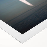 Art deco poster featuring a vintage spacecraft design in muted metallic tones on a rolled canvas.