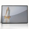 Large abstract wall art of a spacecraft in black and gray tones on a framed acrylic, suitable for modern art wall decor.