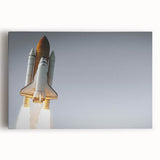 Black and white spacecraft design on large stretched canvas, suitable for kitchen wall art.