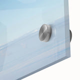 Large abstract wall art depicting a mid-century modernist spacecraft, in muted gray and metallic tones on acrylic glass.