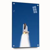 Acrylic print of a spacecraft in grayscale, ideal for modern bedroom or dining room decor.