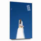 Acrylic print of a large abstract depiction of a spacecraft in muted gray and silver tones.