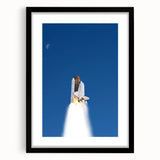 Colorful abstract art print of a spacecraft, with textured details on extra large canvas, ideal for living room decor.