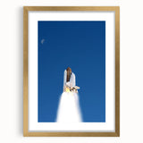 Textured art print of abstract spacecraft in gold and black, acrylic print, ideal for modern bedroom decor.