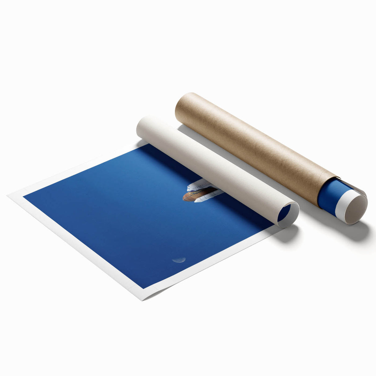 Extra large rolled print of a spacecraft, featuring muted metallic tones, ideal for classy bathroom wall art.