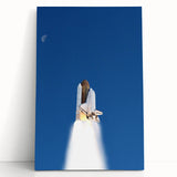 Black and white sketch of a spacecraft on stretched canvas, ideal for kitchen wall art or bedroom ambiance.