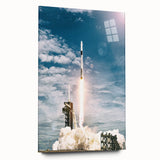 Large abstract wall art of a spacecraft in muted gray on acrylic glass, suitable for bedroom or dining room decor.