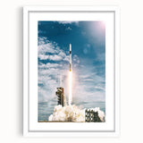 Extra large abstract art print featuring textured spacecraft design in muted gray and blue tones on a white framed mat.