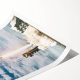 Extra large wall art featuring a line art design of flowers in black and white on a rolled canvas.