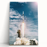 Black and white large art print of a spacecraft, on stretched canvas, ideal for kitchen wall art or bedroom decor.