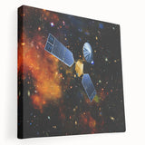 Spacecraft illustration on large stretched canvas with neutral and gray tones, suitable for kitchen wall art.