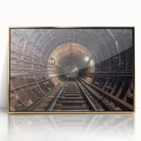 Mid-century modernist subway art in gold frame, acrylic print, ideal for modern art wall decor.