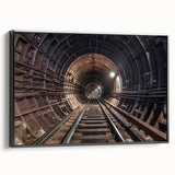 Black and white vintage subway poster art on framed canvas, ideal for bedroom wall decor.