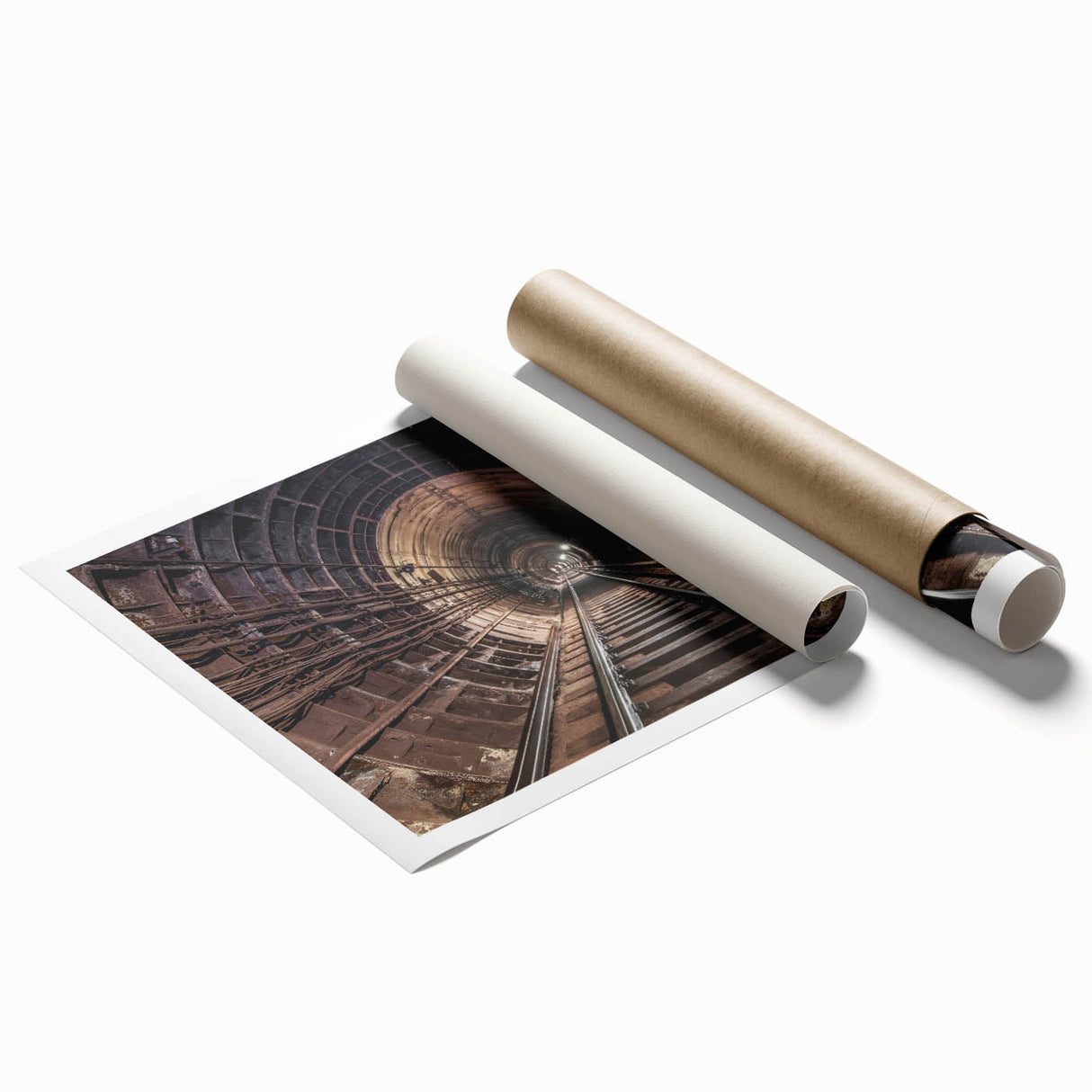 Extra large rolled print depicting a detailed subway map in muted gray and blue tones, ideal for classy bathroom wall art.