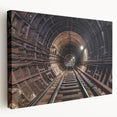 Side view of a large art canvas depicting a colorful subway scene, ideal for kitchen wall art.
