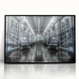 Large abstract wall art of a subway in muted grays and blacks, framed in acrylic, suitable for modern art wall decor.