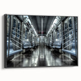 Black and white framed canvas featuring a vintage subway design, suitable for bedroom wall decor.