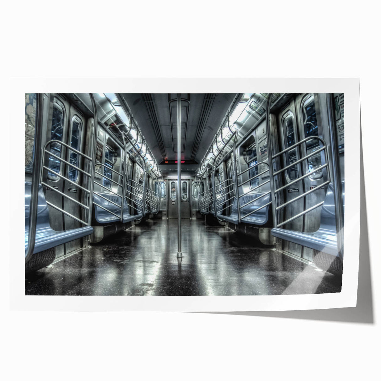 Extra large rolled print of a subway map in muted gray tones, suitable for dining room or bathroom wall art.