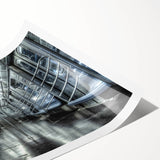 Extra large rolled print featuring line art flowers in monochrome, ideal for large living room wall art.