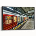 Black and white framed canvas of a vintage subway landscape, ideal for bedroom wall art.