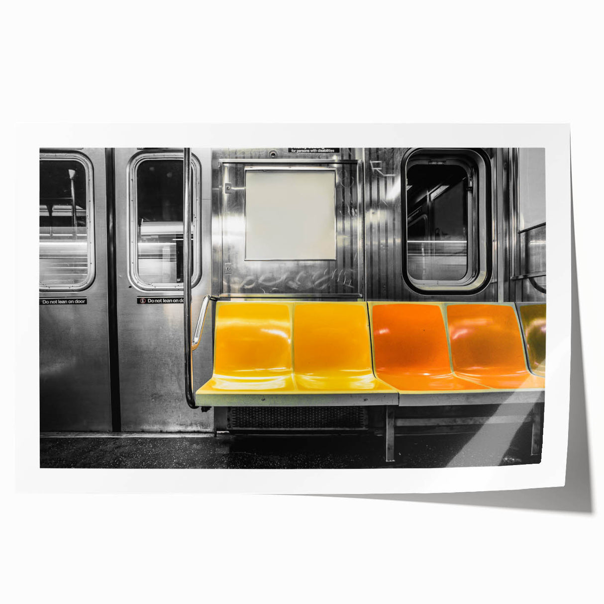 Rolled print of a subway theme in muted grays, ideal for art wall dining room.