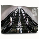 Acrylic print of a large abstract subway design in monochrome shades, ideal for modern dining room decor.