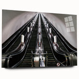 Large abstract wall art on acrylic glass depicting a colorful subway scene, suited for bedroom or dining room decor.