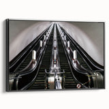Black and white framed canvas of a vintage subway landscape, ideal for bedroom wall decor.