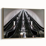 Framed canvas depicting a vintage subway scene in black and white, ideal for bedroom wall art.