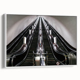 Framed canvas featuring a vintage poster art of a black subway with colorful accents.